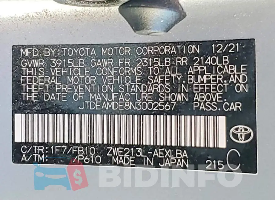 JTDEAMDE8N3002567 Photo# 12