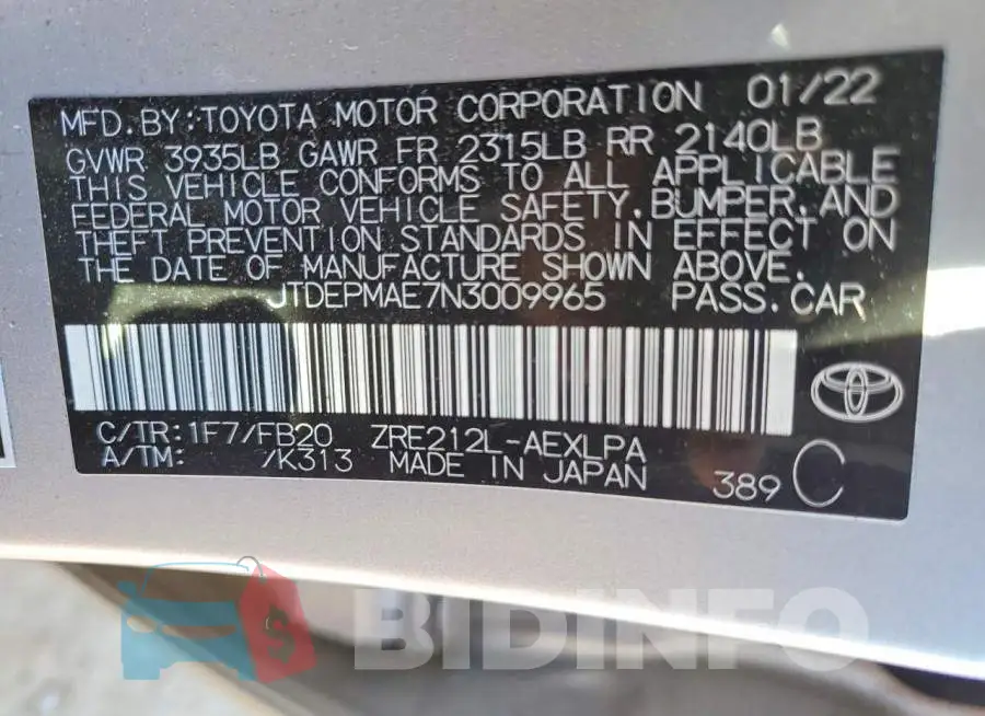 JTDEPMAE7N3009965 Photo# 12