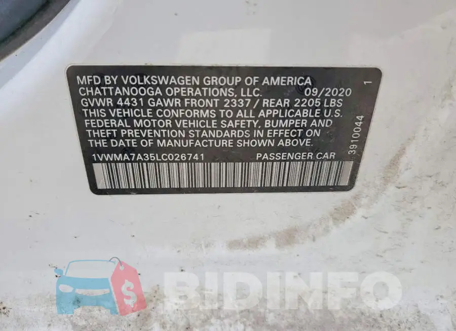 1VWMA7A35LC026741 Photo# 13