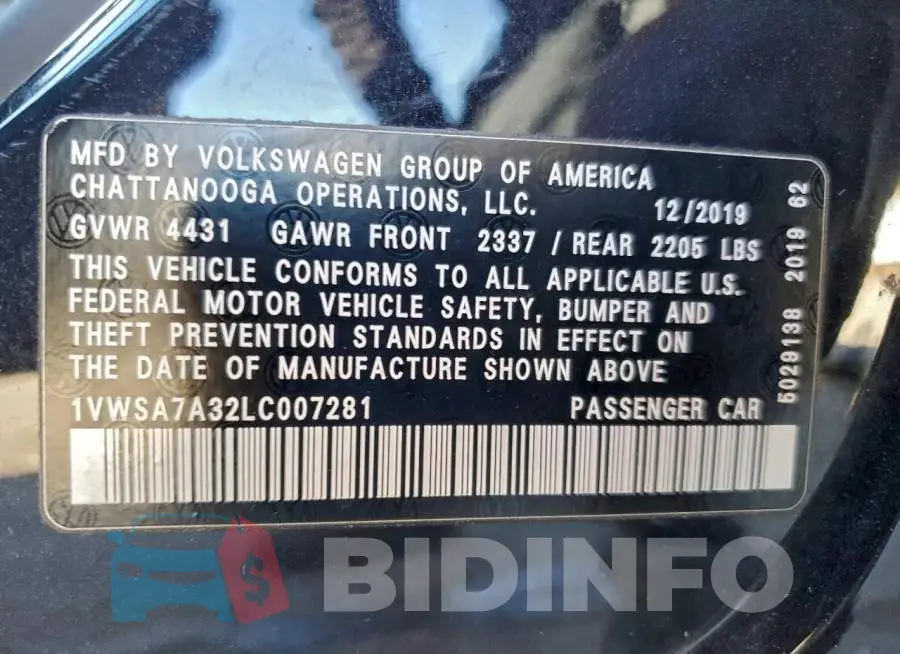 1VWSA7A32LC007281 Photo# 12