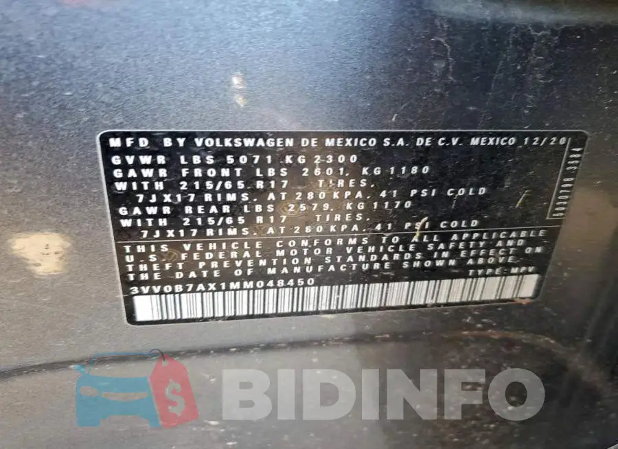 3VV0B7AX1MM048450 Photo# 13