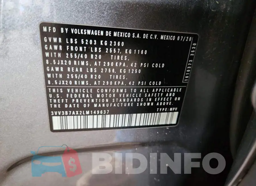 3VV3B7AX2LM149637 Photo# 13