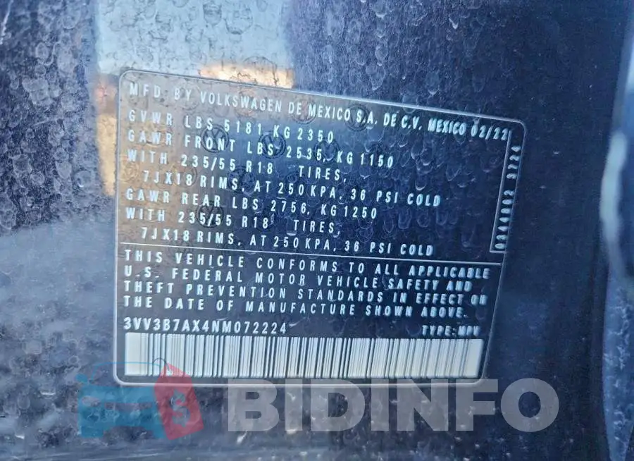 3VV3B7AX4NM072224 Photo# 13