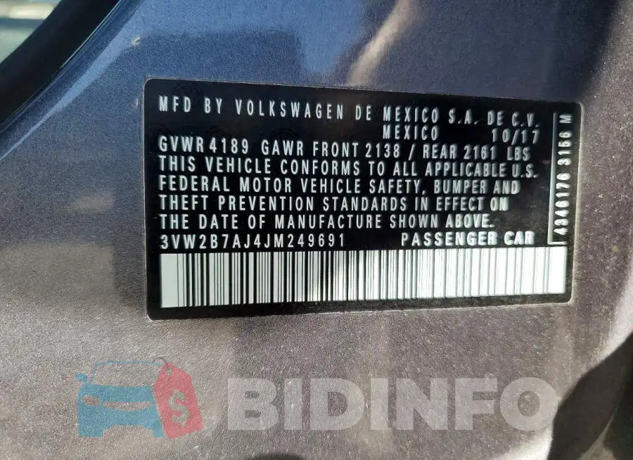 3VW2B7AJ4JM249691 Photo# 12