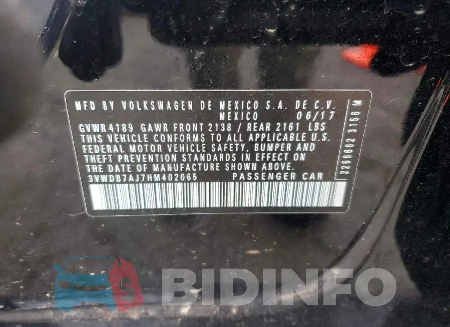 3VWDB7AJ7HM402065 Photo# 12