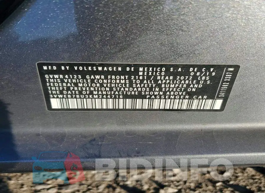 3VWEB7BU3KM244716 Photo# 11