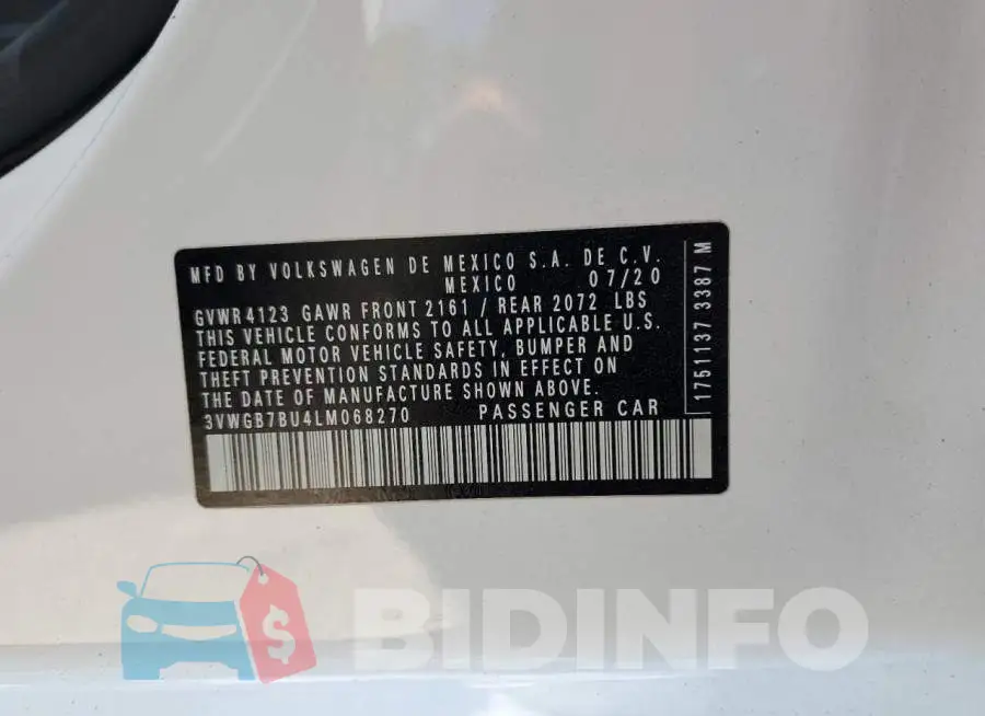 3VWGB7BU4LM068270 Photo# 12