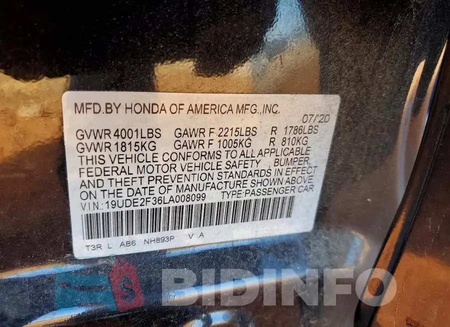 19UDE2F36LA008099 Photo# 13