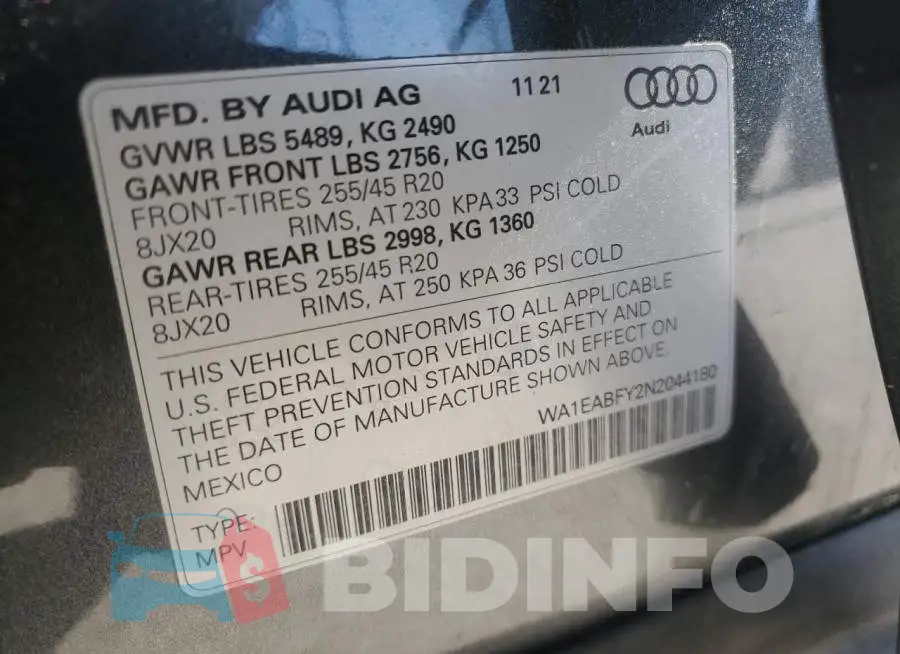 WA1EABFY2N2044180 Photo# 13