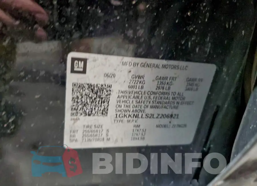 1GKKNLLS2LZ206921 Photo# 13