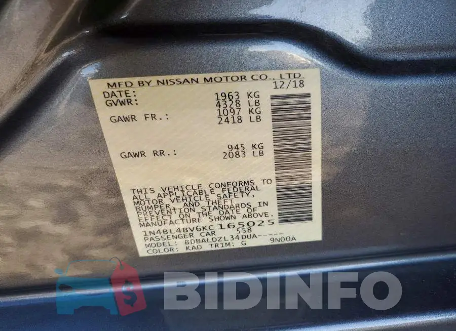 1N4BL4BV6KC165025 Photo# 12