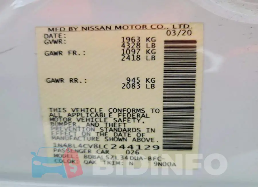1N4BL4CV8LC244129 Photo# 12