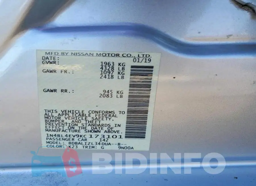 1N4BL4EV9KC173101 Photo# 13
