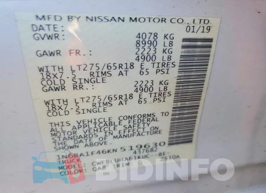 1N6BA1F46KN519630 Photo# 13