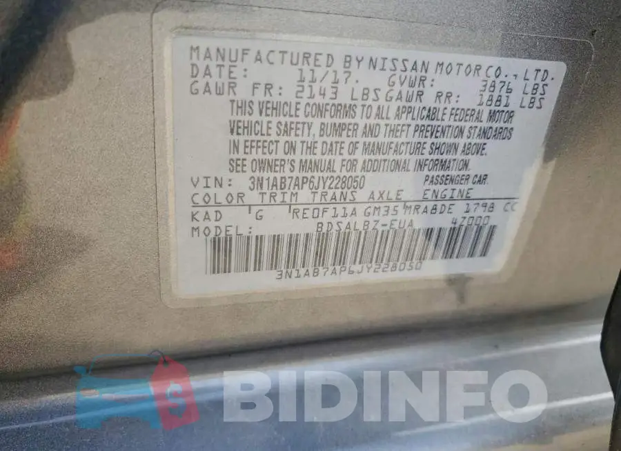 3N1AB7AP6JY228050 Photo# 13