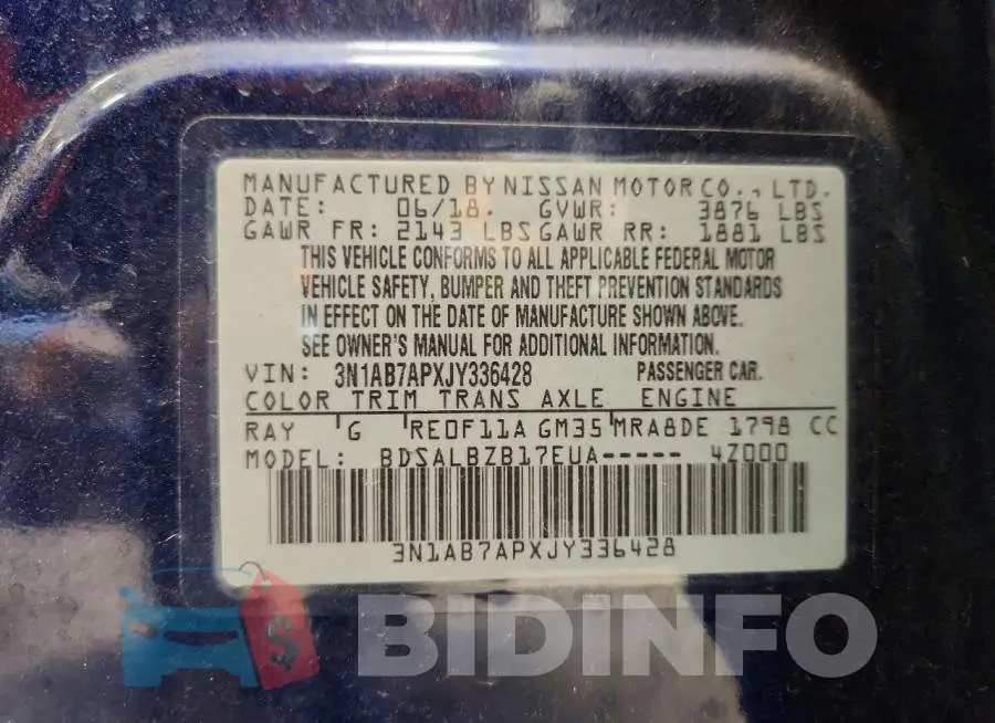 3N1AB7APXJY336428 Photo# 13