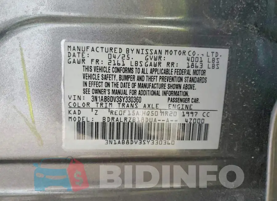 3N1AB8DV3SY330360 Photo# 12