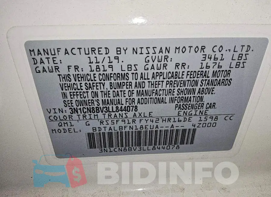 3N1CN8BV3LL844078 Photo# 12