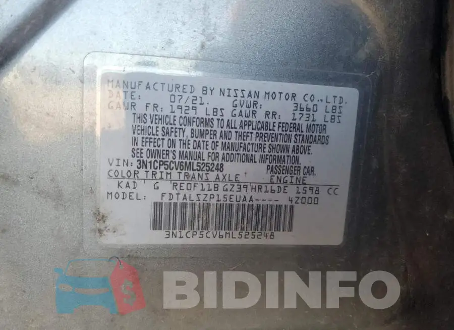 3N1CP5CV6ML525248 Photo# 12