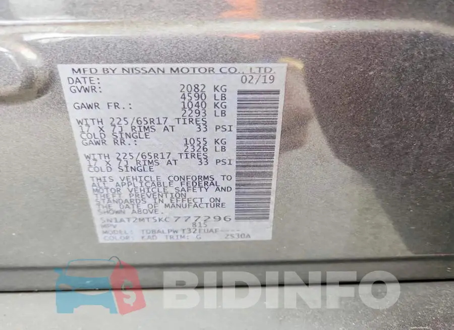 5N1AT2MT5KC777296 Photo# 13