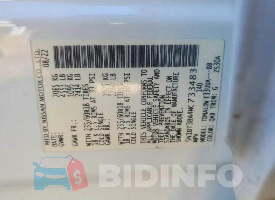 5N1BT3BA4NC733483 Photo# 13