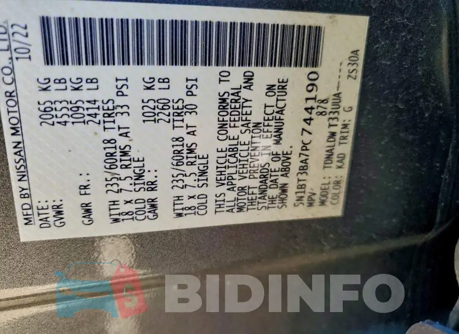 5N1BT3BA7PC744190 Photo# 13