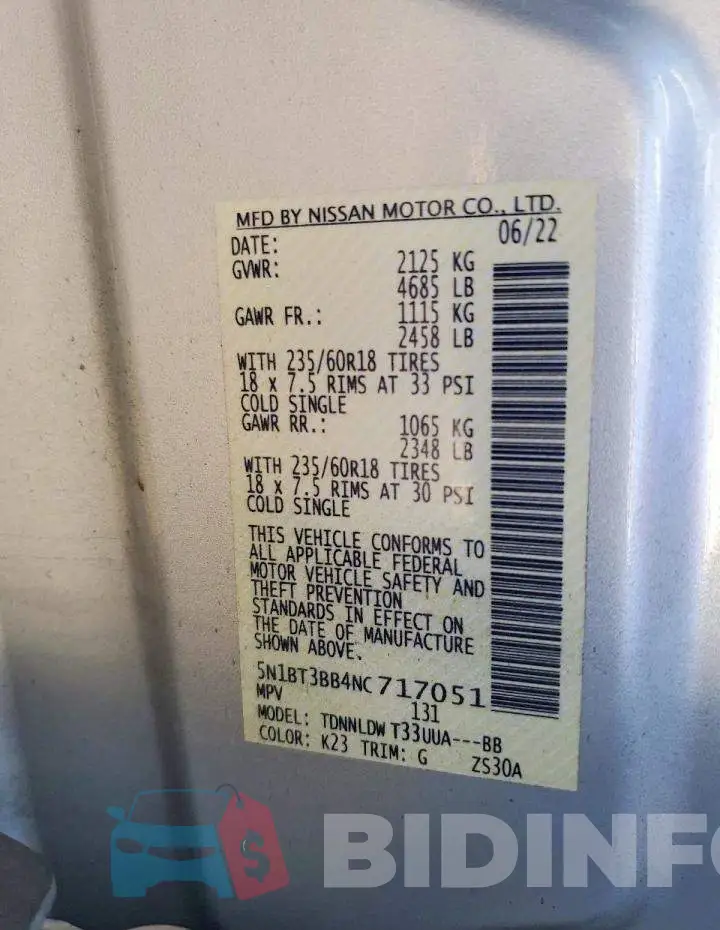 5N1BT3BB4NC717051 Photo# 13