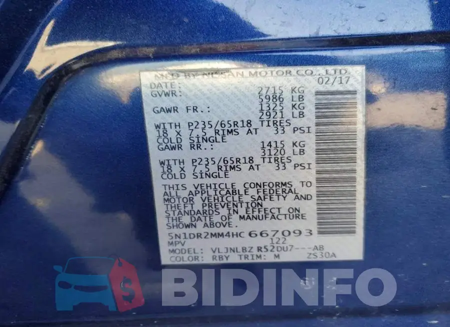 5N1DR2MM4HC667093 Photo# 13