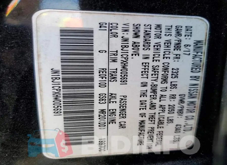 JN1BJ1CPXHW005691 Photo# 13