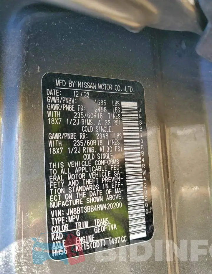 JN8BT3BB4RW420200 Photo# 13