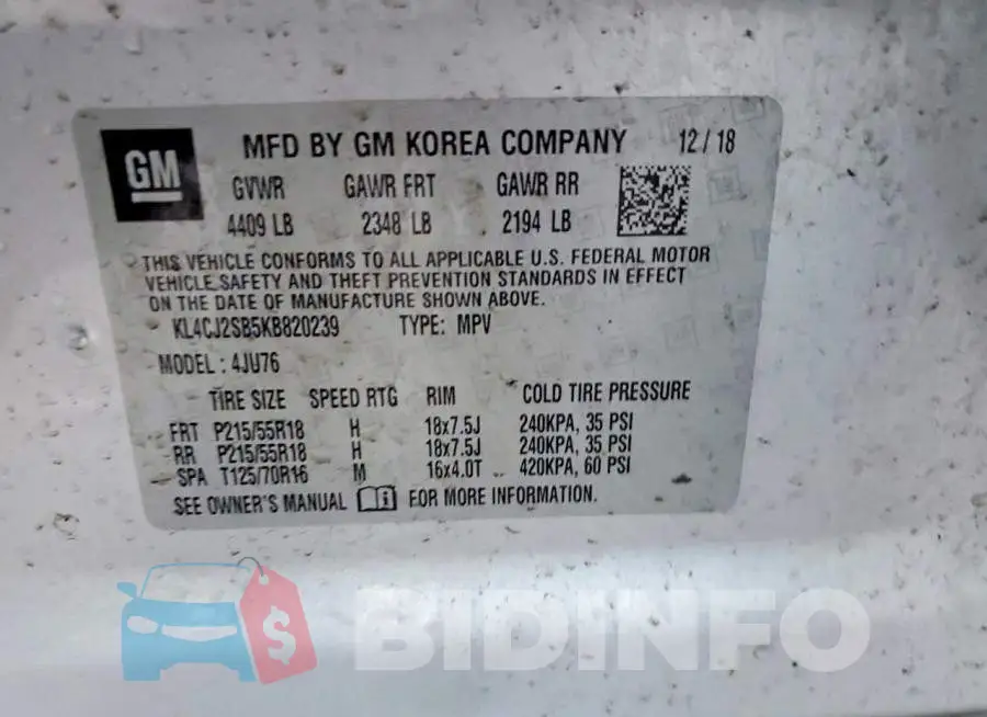 KL4CJ2SB5KB820239 Photo# 13