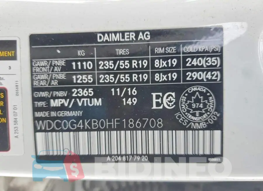 WDC0G4KB0HF186708 Photo# 13