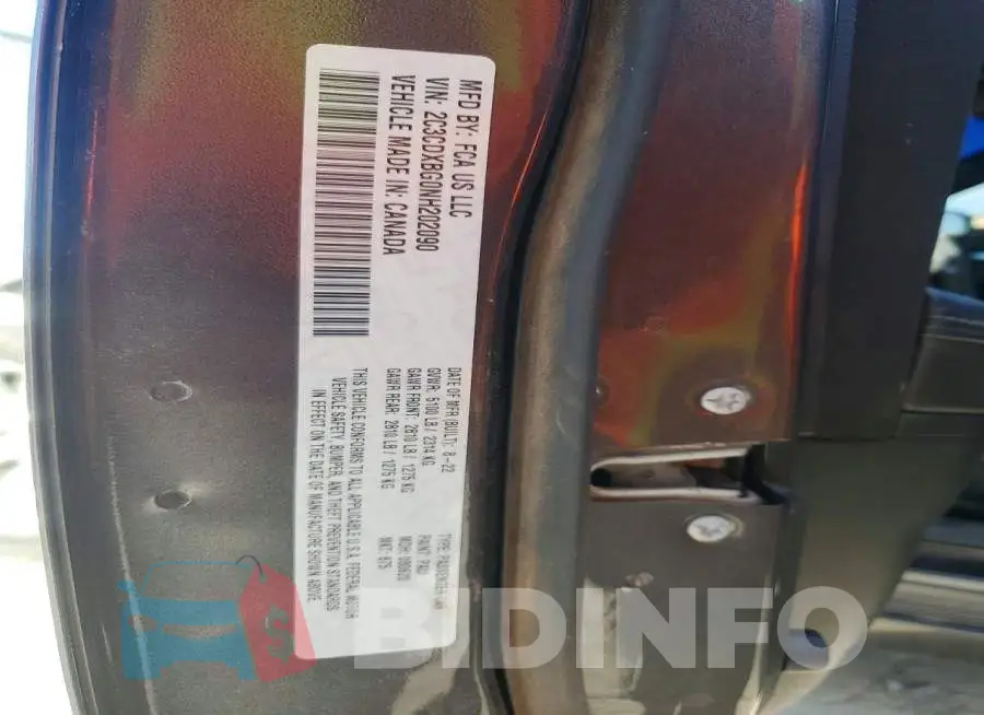 2C3CDXBG0NH202090 Photo# 12