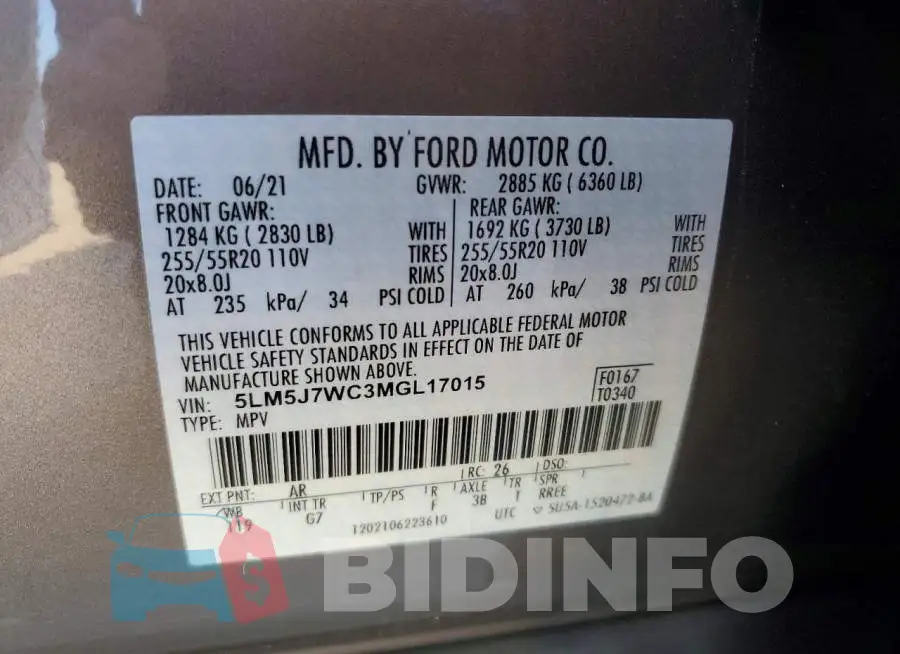 5LM5J7WC3MGL17015 Photo# 13