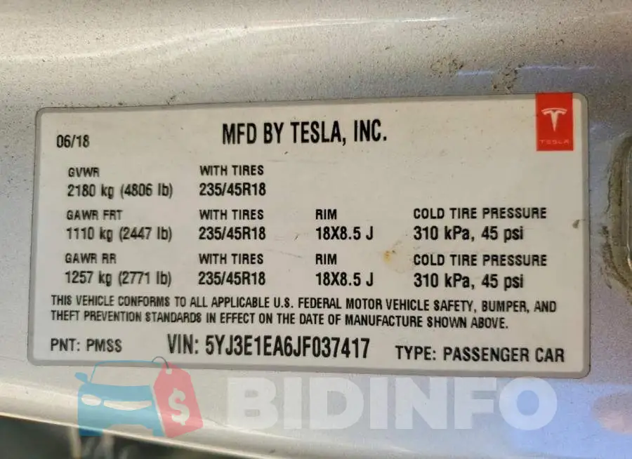 5YJ3E1EA6JF037417 Photo# 12