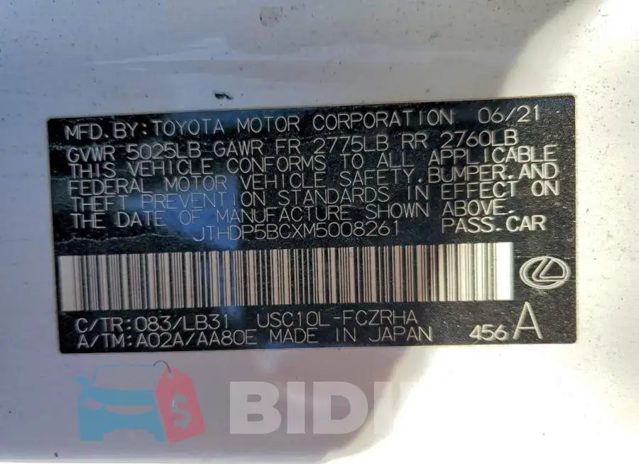 JTHDP5BCXM5008261 Photo# 13