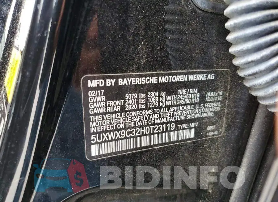5UXWX9C32H0T23119 Photo# 13