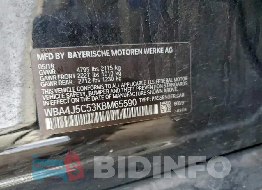 WBA4J5C53KBM65590 Photo# 12