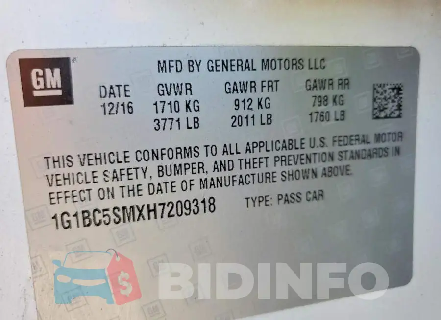 1G1BC5SMXH7209318 Photo# 12