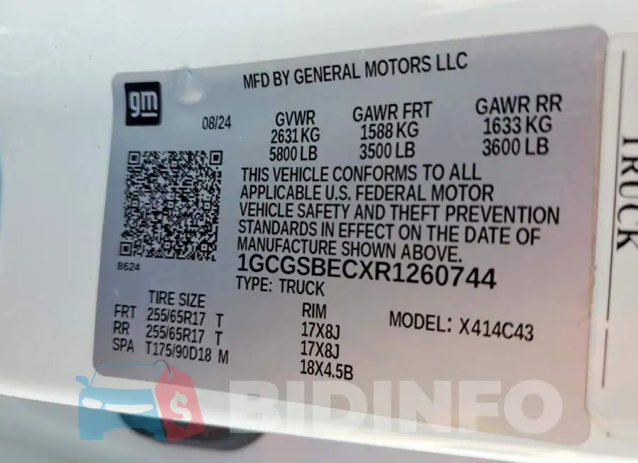 1GCGSBECXR1260744 Photo# 13