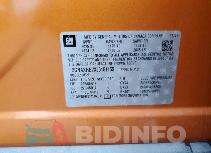 2GNAXHEVXJ6151155 Photo# 13