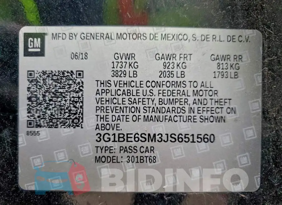 3G1BE6SM3JS651560 Photo# 13