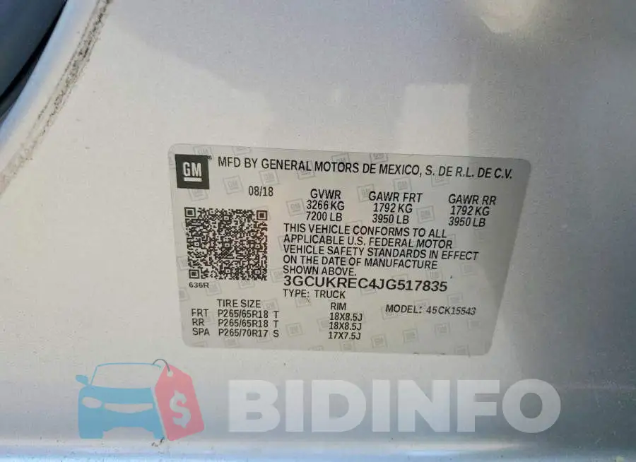 3GCUKREC4JG517835 Photo# 12