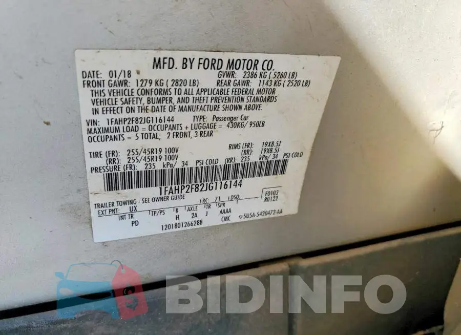 1FAHP2F82JG116144 Photo# 13