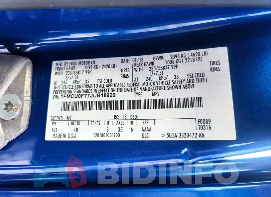 1FMCU0F77JUB18929 Photo# 12