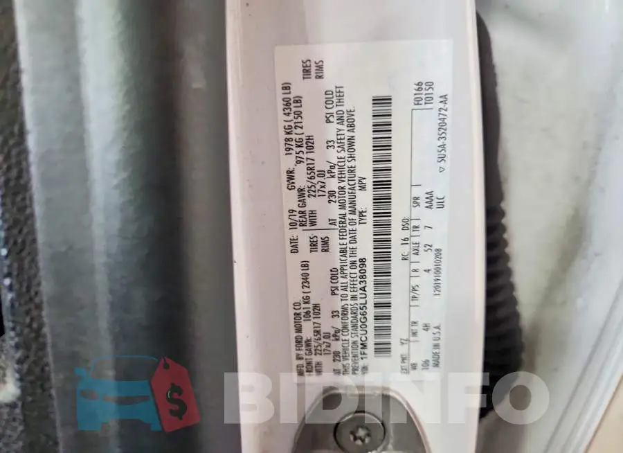 1FMCU0G65LUA38098 Photo# 13