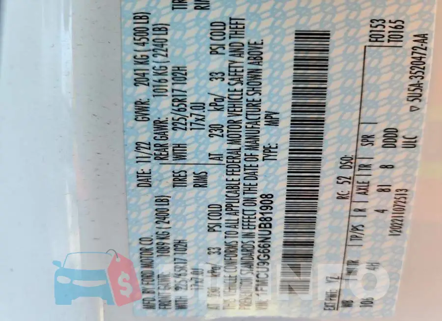 1FMCU9G66NUB81908 Photo# 13