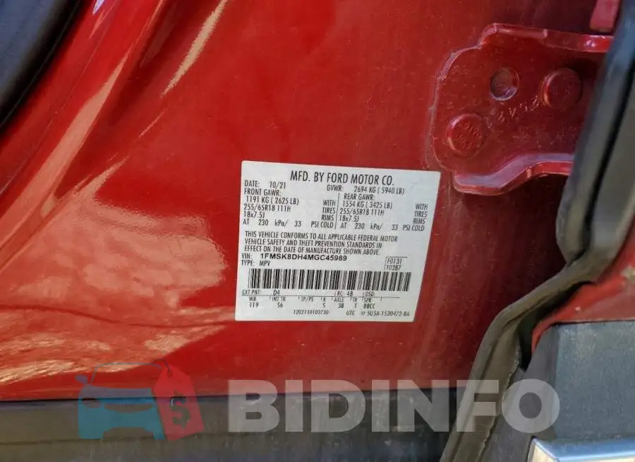 1FMSK8DH4MGC45989 Photo# 13