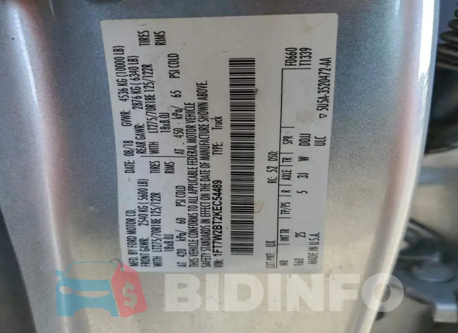1FT7W2BT2KEC54489 Photo# 12