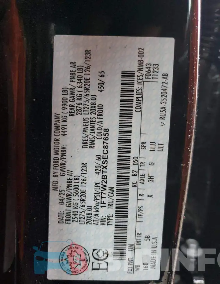 1FT7W2BTXSEC87658 Photo# 12